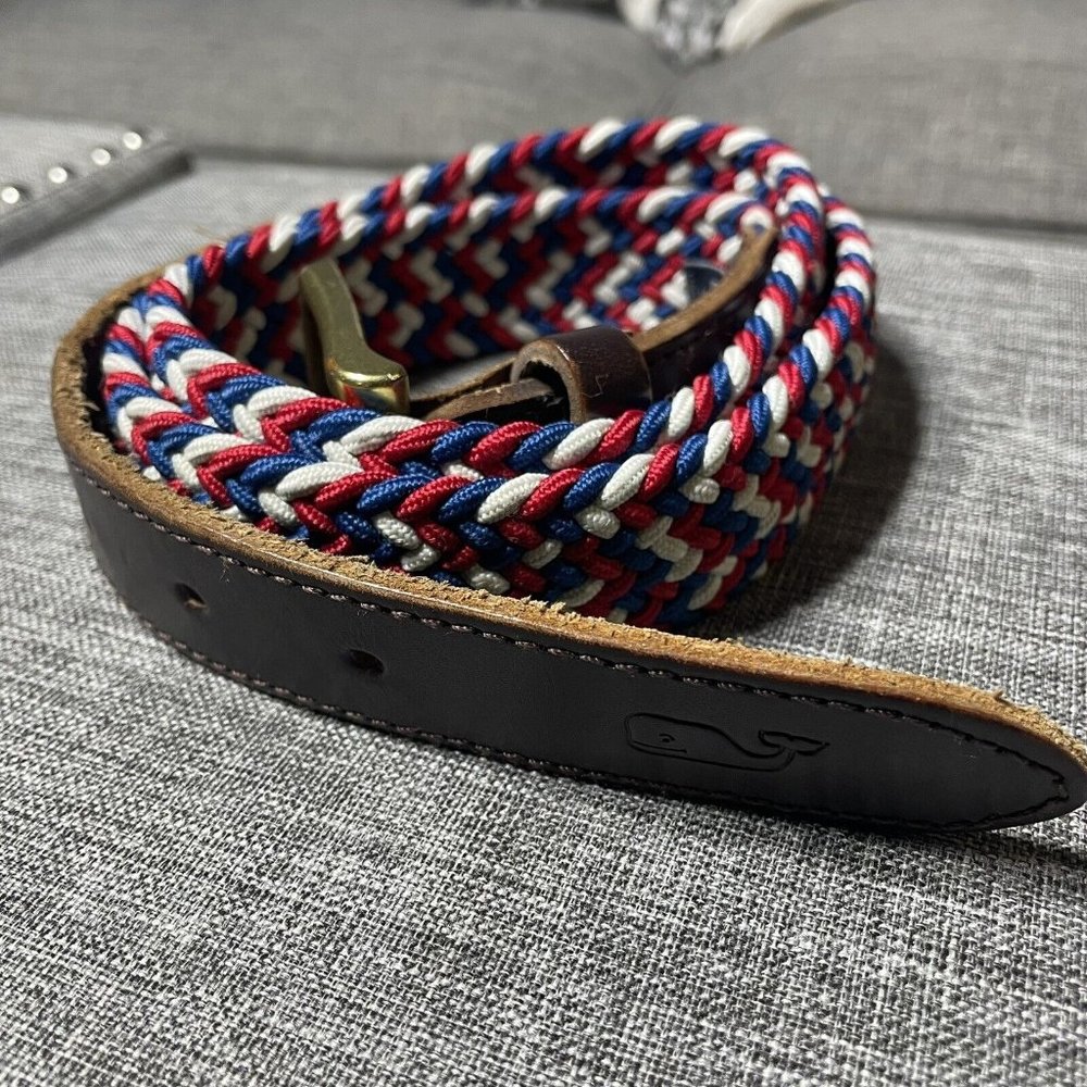 Vineyard Vines Braided Rope Belt Patriotic Red White Blue Sz 40 Stretch USA 🇺🇸